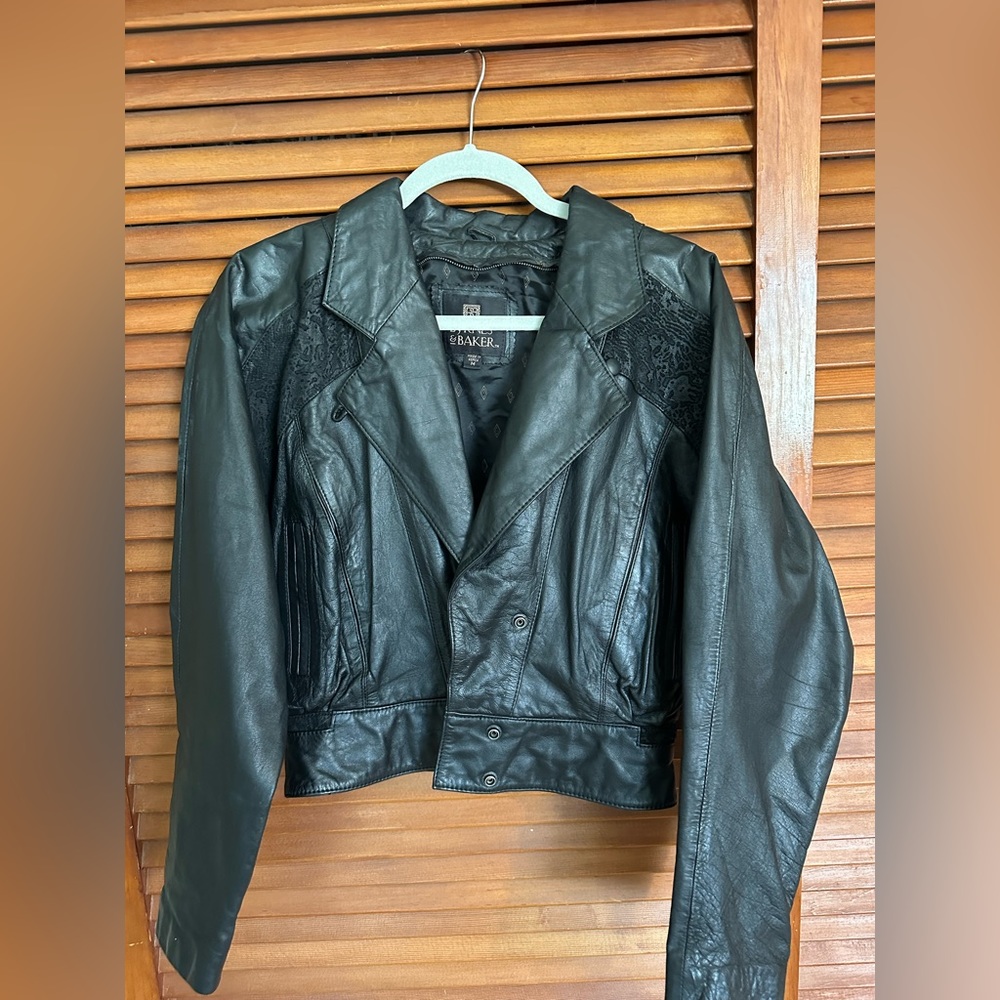 Vintage 80s Leather Crop Jacket by Byrnes & Baker with Thinsulate Lining size M